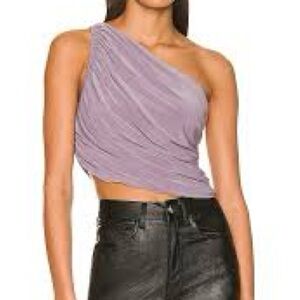 Norma Kamali Lilac Diana One-Shoulder Ruched Asymmetric Top XL